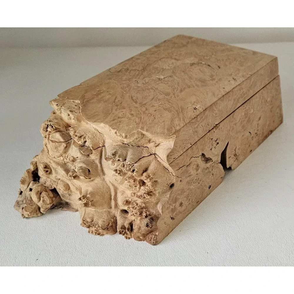 Michael Elkan Oregon Birdseye Maple Burl Box Handmade Wood Trinket Box Art Waxed